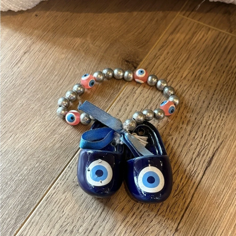 Beaded Evil Eye Bracelet with Blue Charms